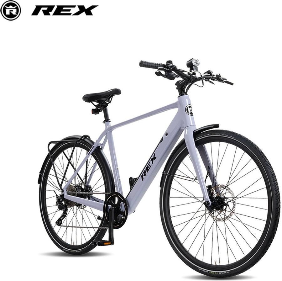 Rex Carbon City Elektrische Fiets 28 inch elektrische fiets unisex- stadsfiets Achtermotor 250W SHI O 11 Versnellingen voor en