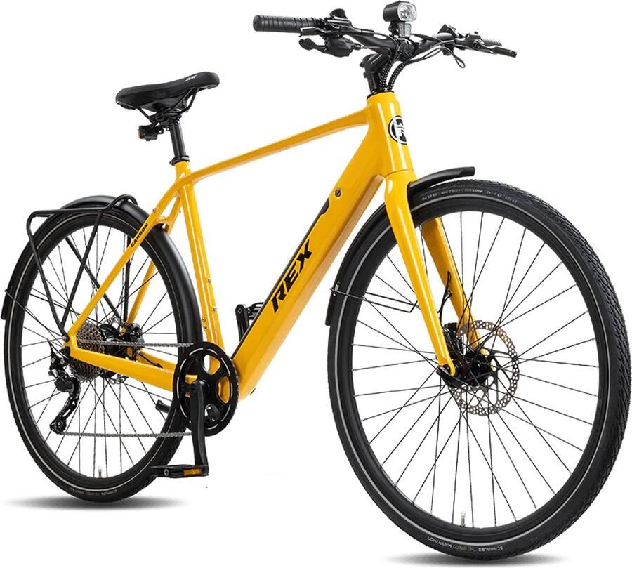 Rex Carbon City Elektrische Fiets 28 inch elektrische fiets unisex- stadsfiets Achtermotor 250W SHI O 10 Versnellingen voor en