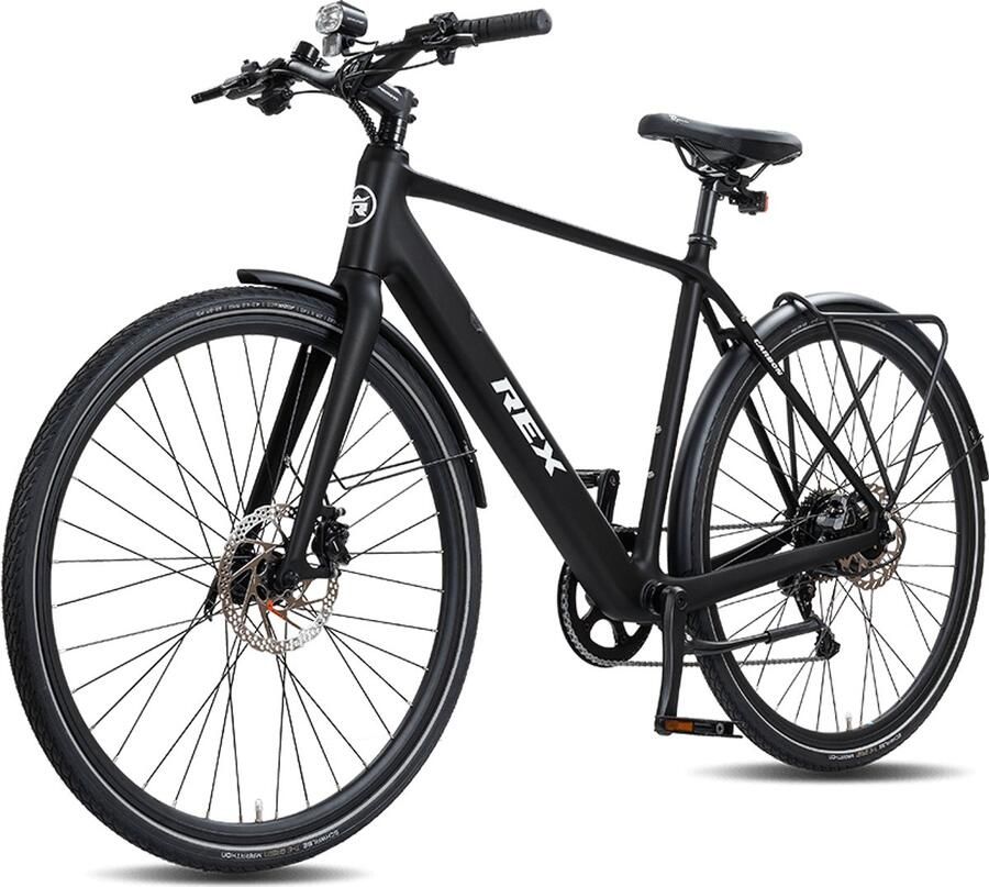 Rex Carbon City Elektrische Fiets 28 inch elektrische fiets unisex- stadsfiets Achtermotor 250W SHI O 13 Versnellingen voor en