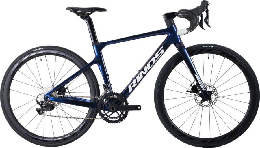 Rinos Odin3.0 Carbon Road RaceFiets met SHI O 105 ST-R7000 22 versnellingen en schijfrem lichte fiets voor en 700 x 40C Kameleon Blauw-Paars 53