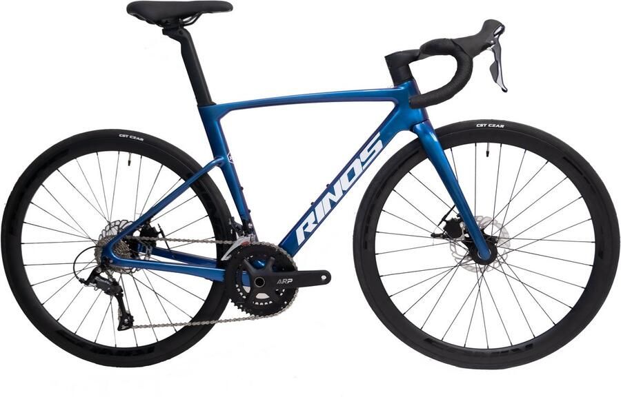 Rinos Odin 1 Carbon Road RaceFiets met Shi o SORA 18 versnellingen en schijfrem lichte fiets voor en 700 x 40C Kameleon Blauw Paars M-54