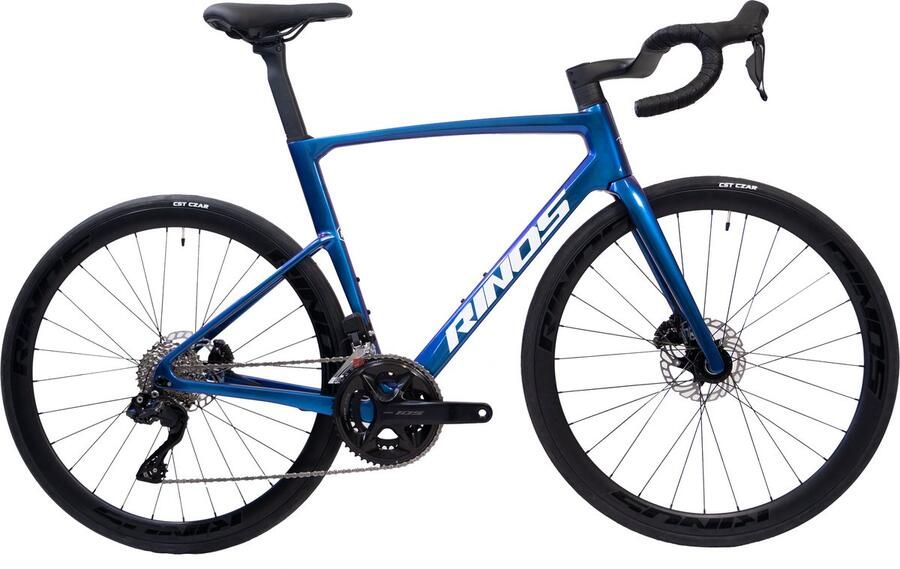 Rinos Odin6.0 Carbon Road Racefiets met SHI O Di2 24 versnellingen en schijfrem lichte fiets voor en 700 x 40C Kameleon Blauw Paars L