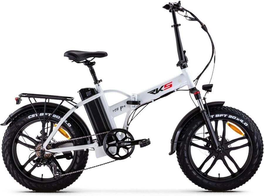 Rks RS III Pro Elektrische Vouwfiets Wit 20x4 inch Accu 36V (10Ah) 250W Motor Shi o 7 Versnellingen Mechanische Rem