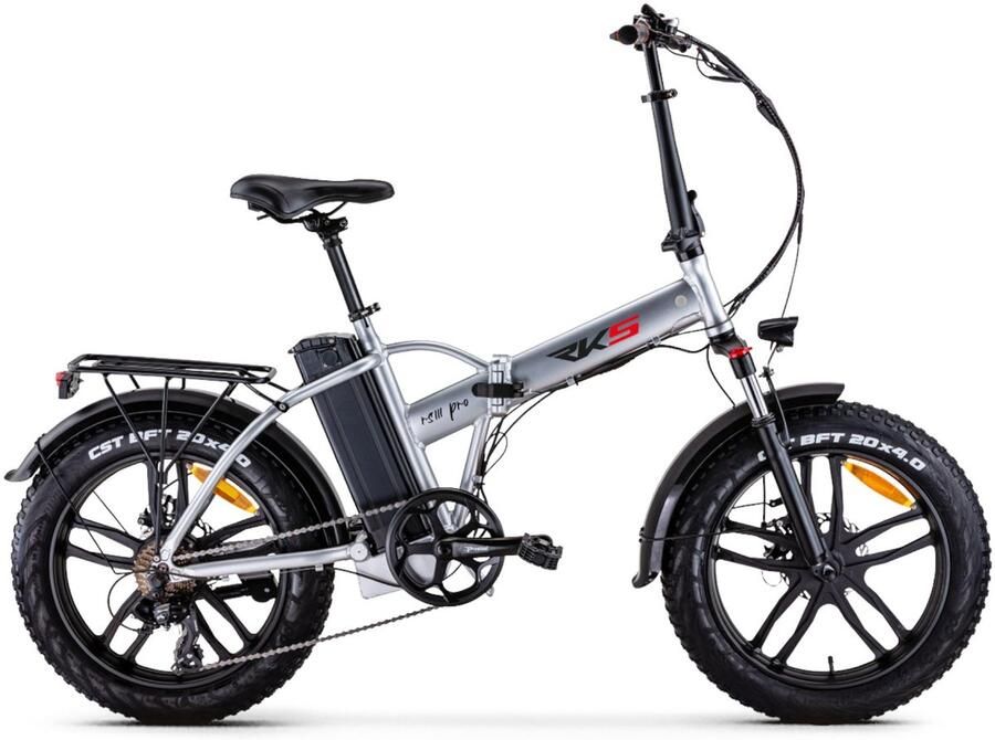 Rks RS III Pro Elektrische Vouwfiets Zilver 20x4 inch Accu 36V (10Ah) 250W Motor Shi o 7 Versnellingen Mechanische Rem