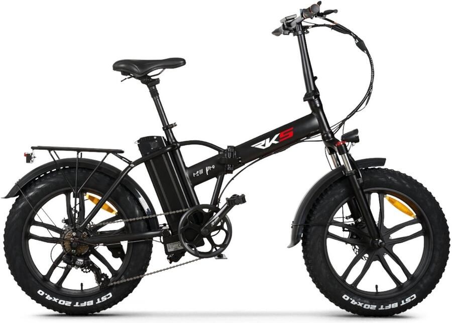 Rks RS III Pro Elektrische Vouwfiets Zwart 20x4 inch Accu 36V (10Ah) 250W Motor Shi o 7 Versnellingen Mechanische Rem