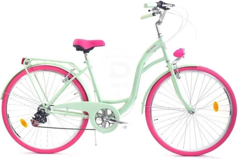Rower Dallas City 26 Meisjesfiets mintgroen roze 7 versnellingen stalen frame