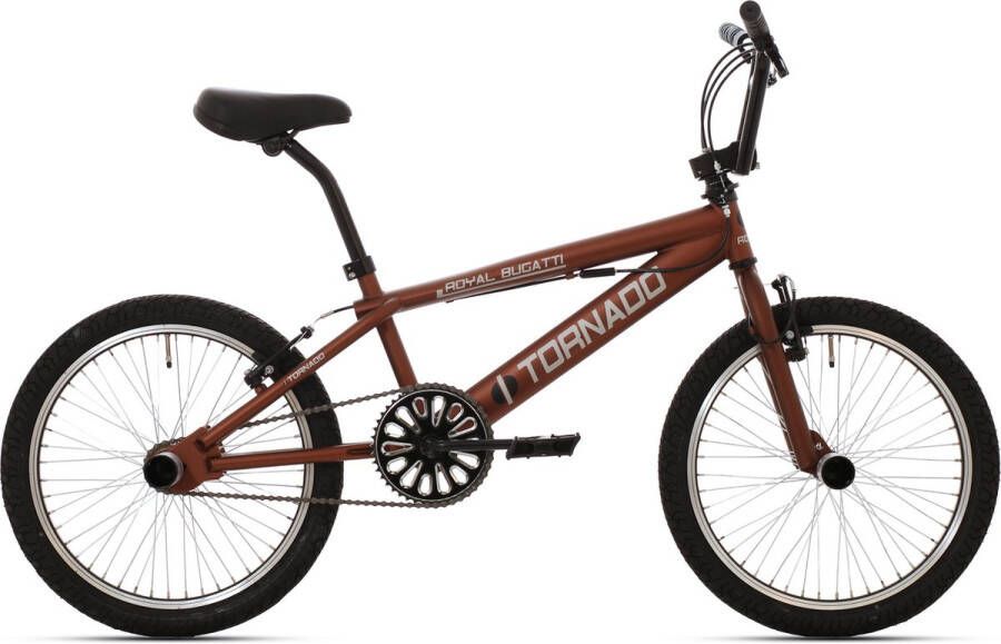 Royal Bugatti Freestyle BMX fiets 20 inch mat donker Bruin met zwarte banden