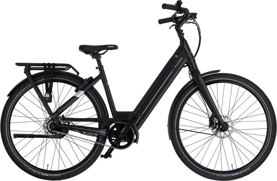 Rucanor Urban Elektrische Fiets E-bike 28 Inch 49 cm Achterwielmotor Trapkrachtsensor Hydraulische Schijfremmen Matzwart