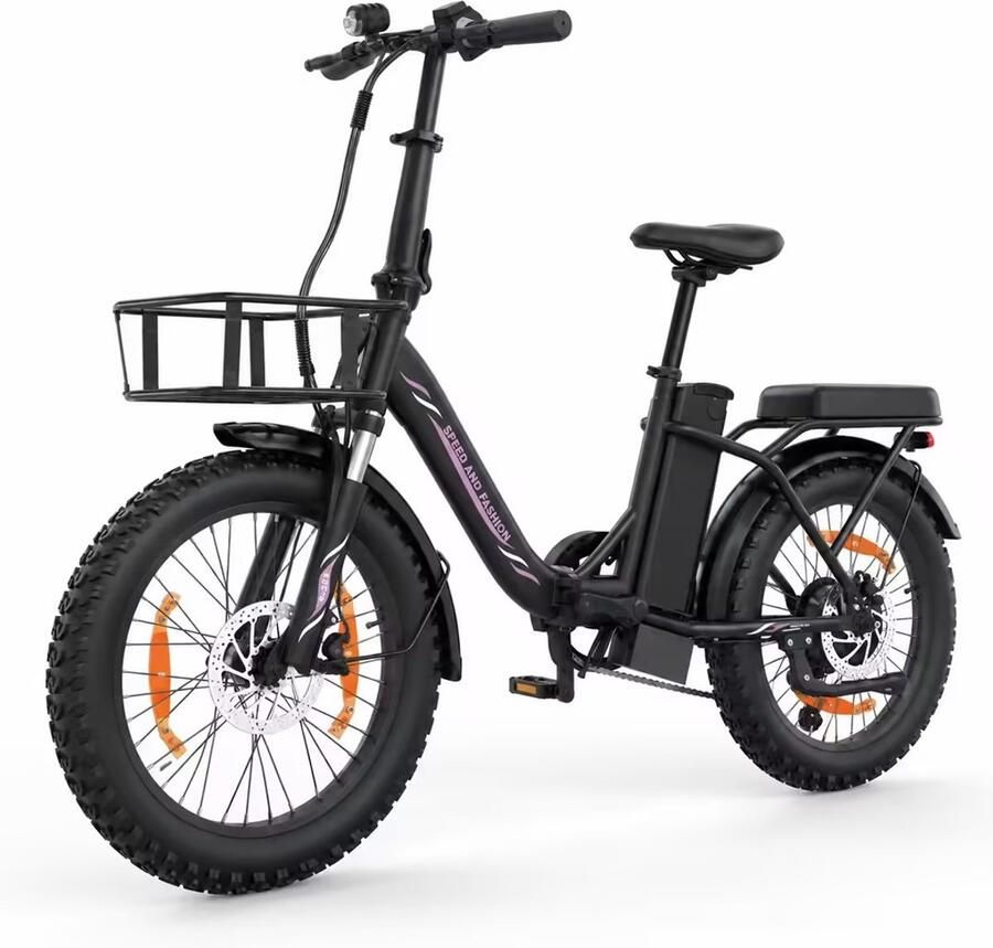 Runetic Elektrische fiets Actieradius 80km Verwijderbare batterij 36V13Ah Motor 250W 25KM H 20“* 3.0” opvouwbare City Commuter E-Bike