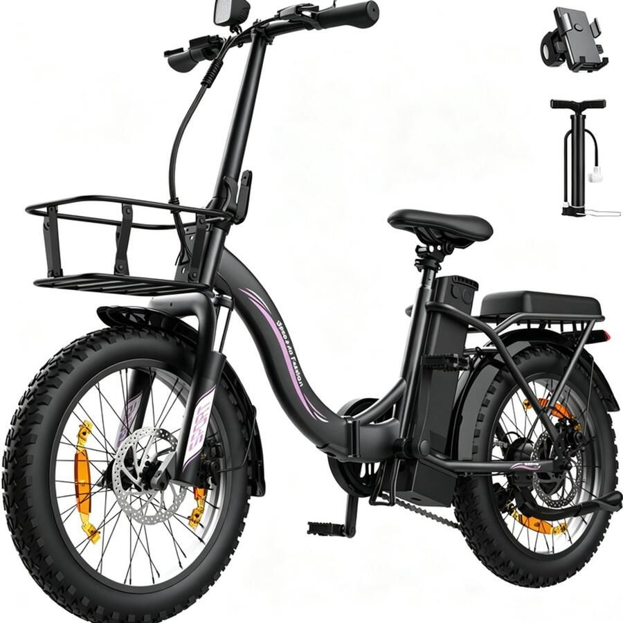 Runetic Elektrische fiets Actieradius 80km Verwijderbare batterij 36V13Ah Motor 250W 25KM H 20“* 3.0” opvouwbare City Commuter E-Bike - Foto 3