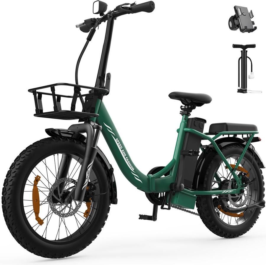 Runetic LE008 Elektrische fiets Actieradius 80km Verwijderbare batterij 36V13Ah Motor 250W 25KM H 20“* 3.0” Elektrische vouwfietsen