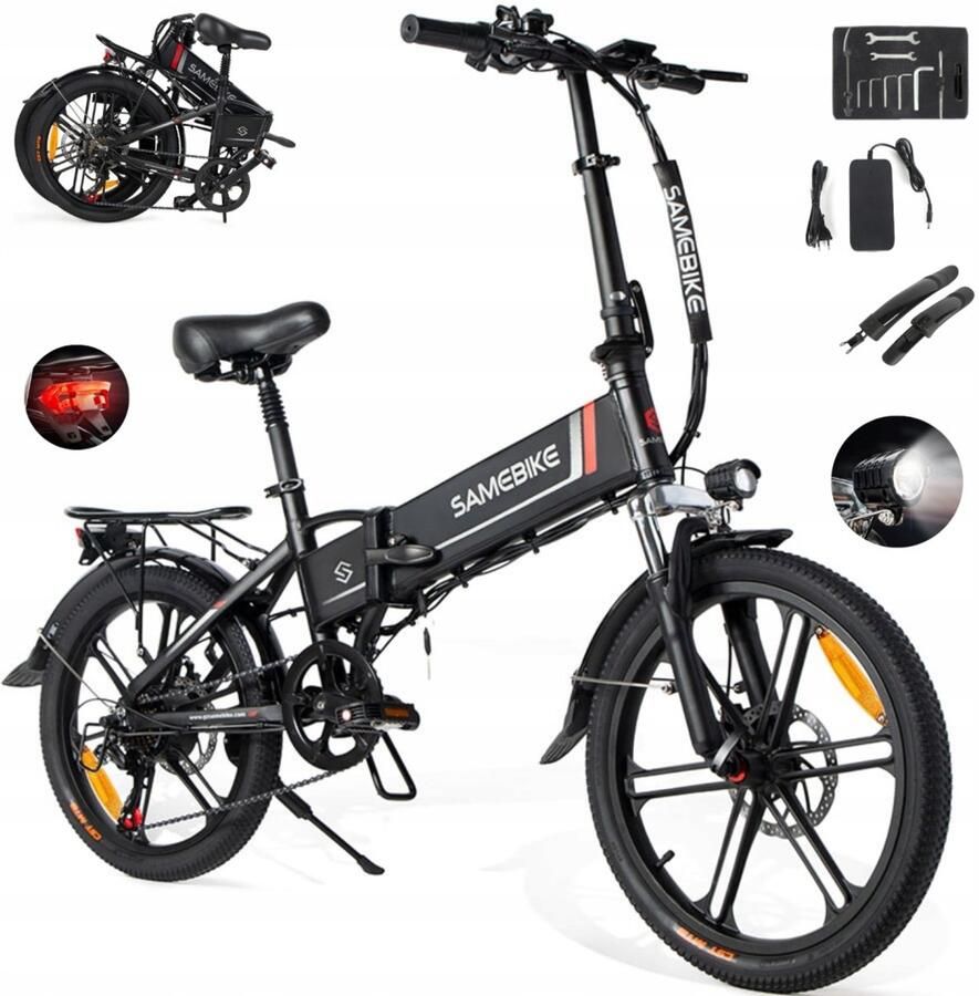 Samebike 20LVXD30-II Opvouwbare 20 Elektrische Fiets – 250W Motor 48V 10Ah Accu 80km Bereik 7-Speed Shi o – Zwart