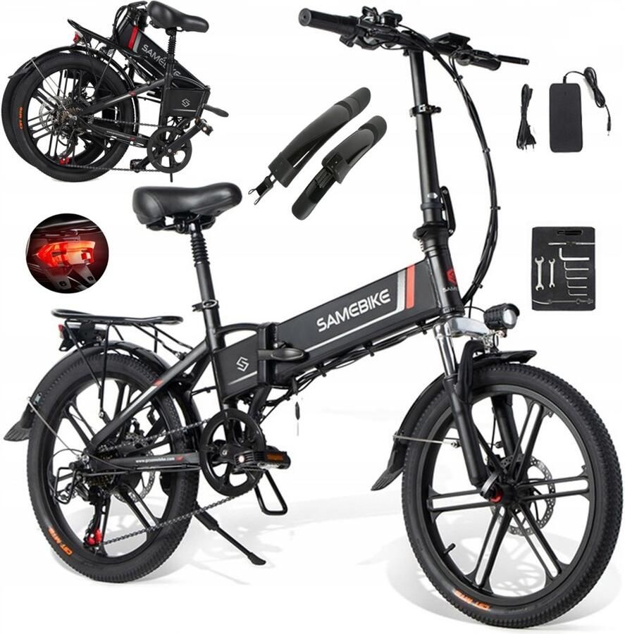Samebike 20LVXD30-II Opvouwbare 20 Elektrische Fiets – 250W Motor 48V 10Ah Accu 80km Bereik 7-Speed Shi o – Zwart