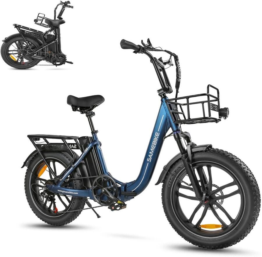 Samebike C05 Pro Elektrische Fatbike – Opvouwbare E-Bike 250W Motor 36V 13Ah Accu (70 km Bereik) 20 Inch Brede Banden Shi o 7 Versnellingen met Dubbele Vering