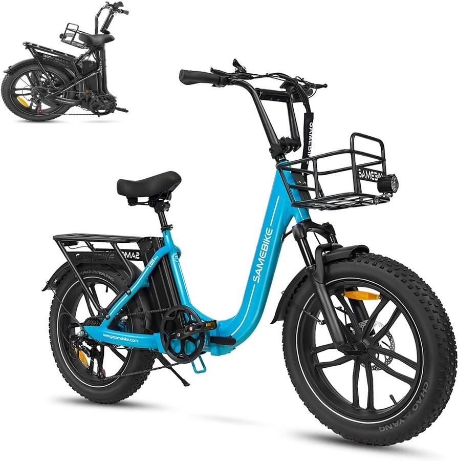 Samebike C05 Pro Elektrische Fatbike – Opvouwbare E-Bike 250W Motor 36V 13Ah Accu (70 km Bereik) 20 Inch Brede Banden Shi o 7 Versnellingen met Dubbele Vering
