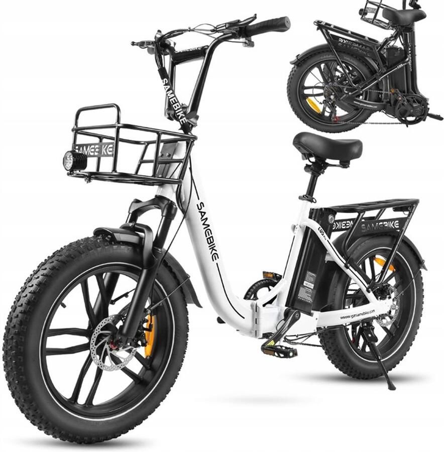 Samebike C05 Pro Elektrische Fiets – 20 Opvouwbaar 250W Motor 36V 13Ah Accu 70km Bereik 7-Speed Shi o – Wit
