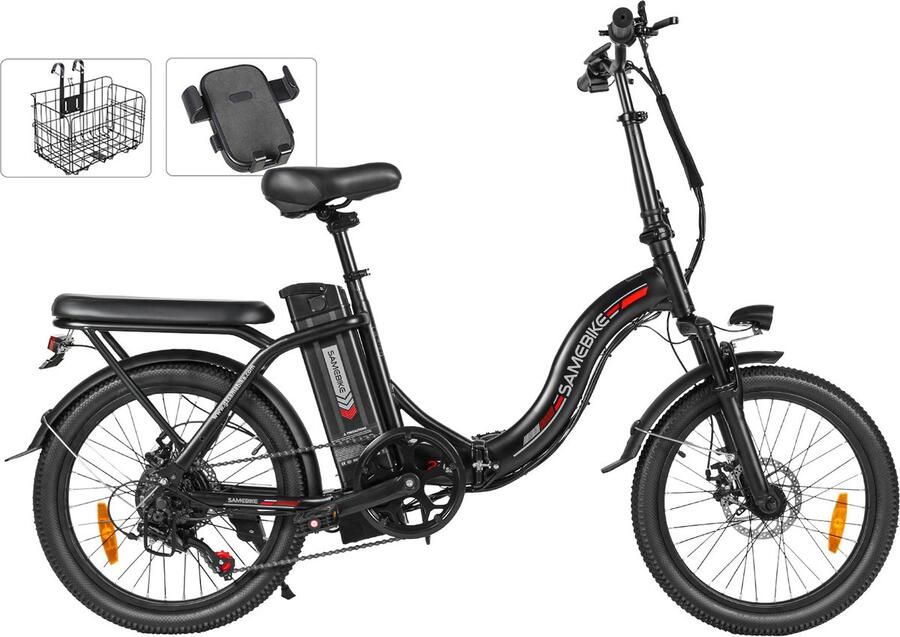 Samebike CY20 Elektrische Vouwfiets 20 – 250W Motor – 36V 13Ah Uitneembare Accu – 45–90 km Bereik – Shi o 7 Versnellingen – LED Display & Voor achterverlichting – Opvouwbaar – Zwart - Foto 1
