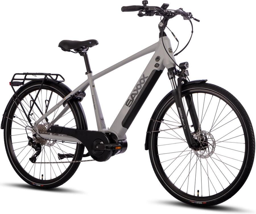 Saxxx 28 inch Elektrische Trekkingfiets 250W Middenmotor 90Nm Krachtig Koppel 36V 522Wh Geïntegreerde Uitneembare Accu Tot 110 km Actieradius SHI O Deore 10 Versnellingen Hydraulische Schijfrem SR SUNTOUR Verende Voorvork zilver