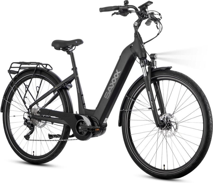 Saxxx 28 inch Lage Instap Elektrische Fiets Wave Comfort Frame 250W Middenmotor 80Nm Koppel 540Wh Geïntegreerde Lithium Accu Tot 100km Actieradius SHI O Deore 10 Versnellingen Hydraulische Schijfrem mat zwart