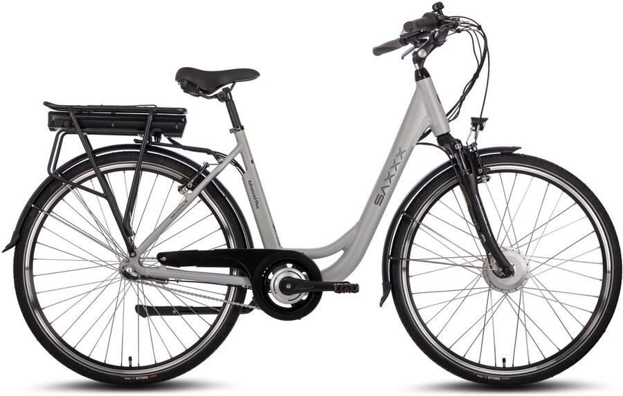 Saxxx Advanced Plus Wave Elektrische Fiets 95% Vooraf Geassembleerd Vouwfiets 375Wh uitneembare accu 80 km Actieradius Shi o Nexus 3-versnellingssysteem Achterwielmotor 250W 28 CST-banden Terugtraprem Zadelpenhoogte 50 cm Grijs