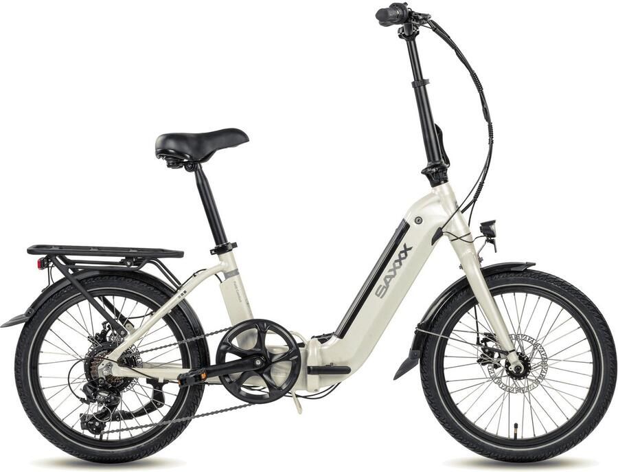 Saxxx 【BLACK Friday Deals】 Foldi Comfort Elektrische Fiets 95% Vooraf Geassembleerd Vouwfiets 410Wh uitneembare accu 80 km Actieradius Shi o Nexus 7-versnellingssysteem Achterwielmotor 250W 20 x 2.3 CST Mechanische schijfrem Wit