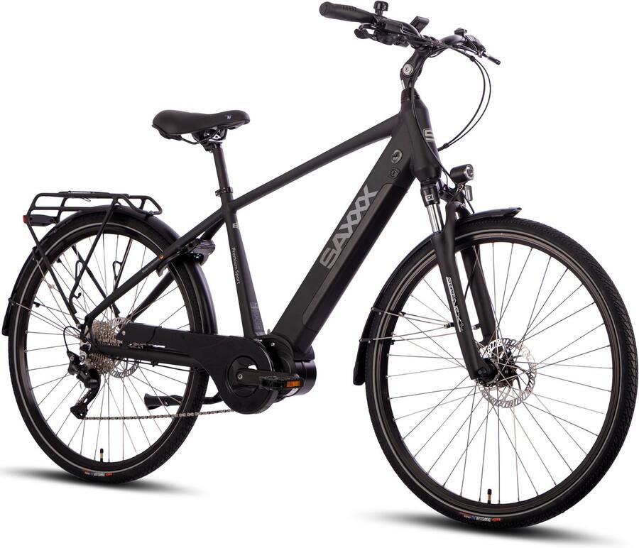 Saxxx Hoogwaardige 28 inch Elektrische Trekkingfiets 250W Borstelloze Middenmotor 90Nm Krachtige Trapondersteuning 36V 522Wh Grote Accu Tot 110 km Bereik SHI O Deore 10-Speed Versnelling Hydraulische Schijfrem Voor & Achter zwart