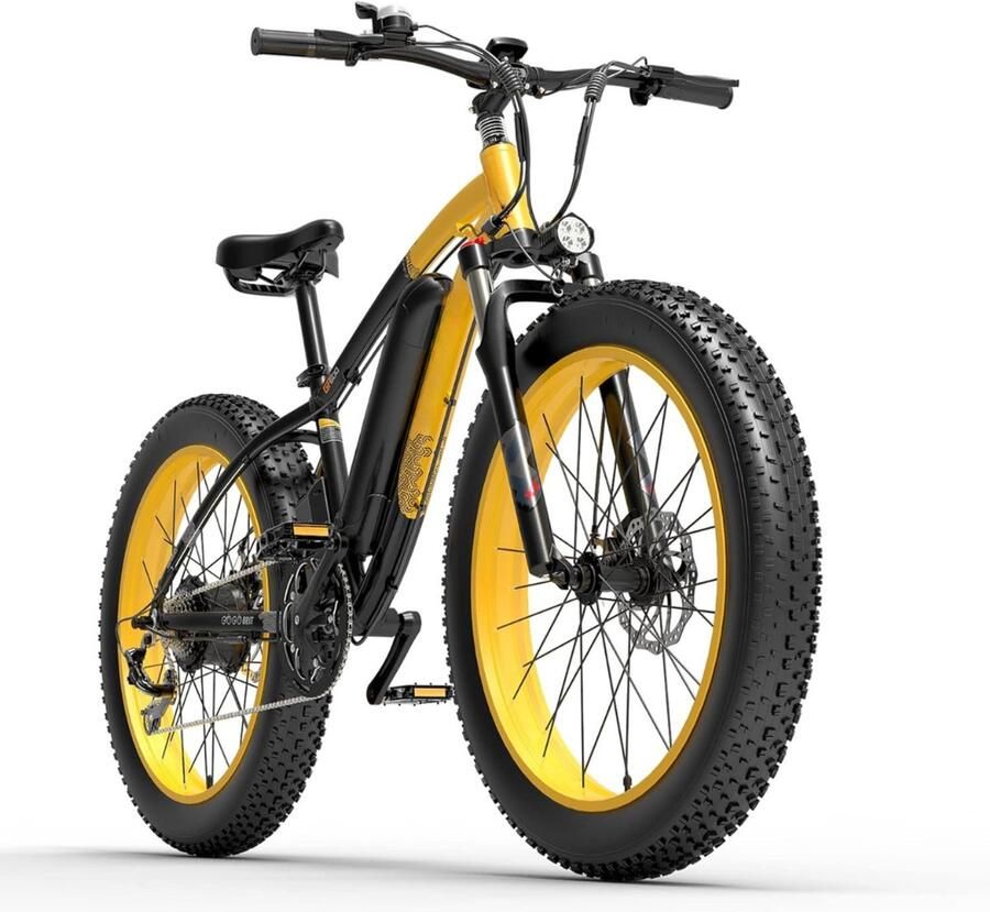 Sch Elektri e Fiets Middenmotor fiets Geel- 148cm × 28cm × 80cm