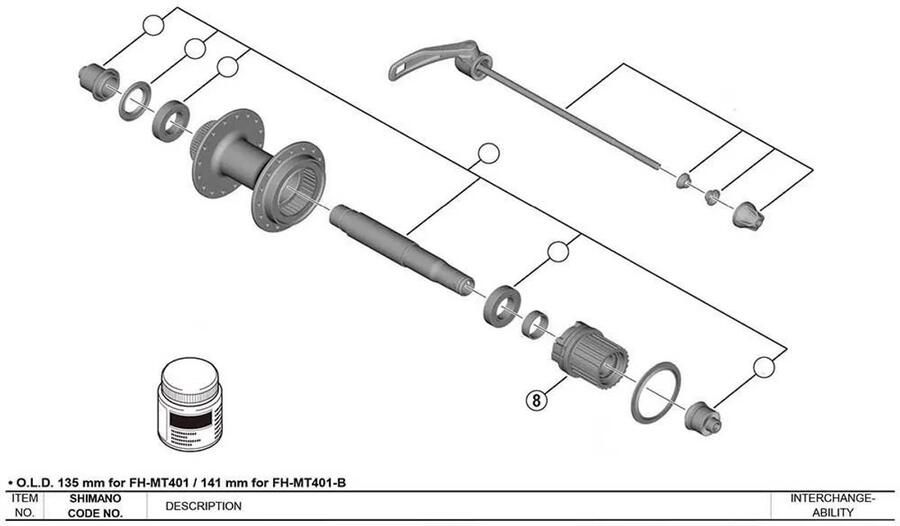 Shi o FH-MT410 Freehub Body mountainbike 12mm E-THRU-as zilver