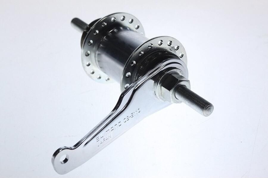 Shi o Remnaaf met terugtraprem 165 mm aslengte 36 spaakgaten Staal Zilver Geschikt voor stadsfietsen