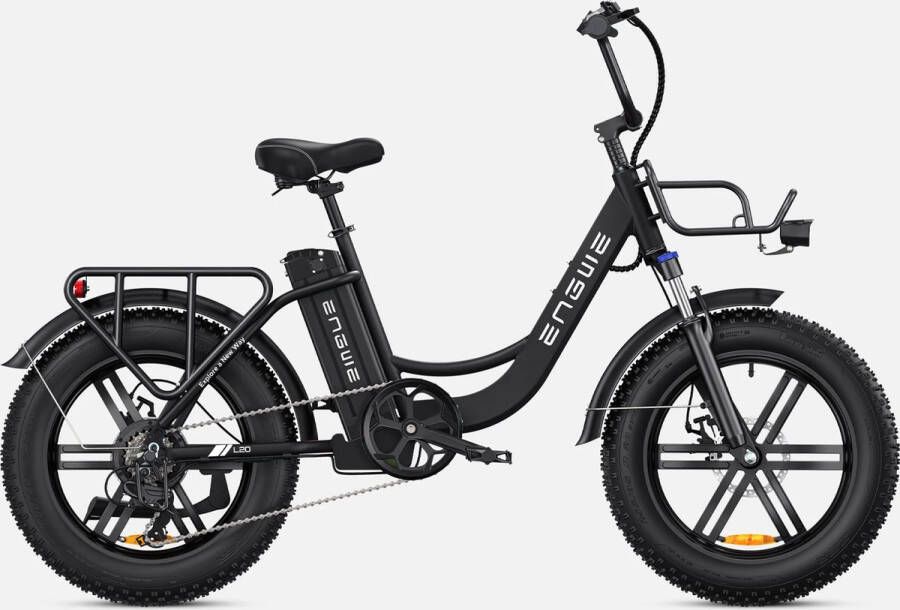 L20 Fatbike E-bike 250 Watt motorvermogen maximale snelheid 25 km u Fat tire 20X4.0 banden Zwart