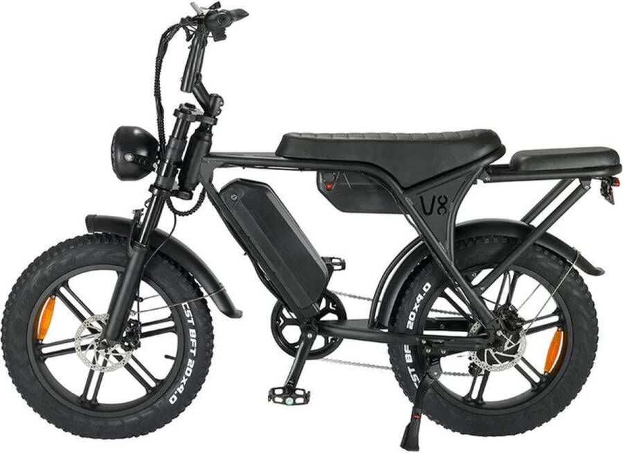 Shoppen Voor Iedereen Ouxi V8 Fatbike E-bike 250Watt 25 km u 20� banden � 7 versnellingen Zwart met zwart met blauwe velgen