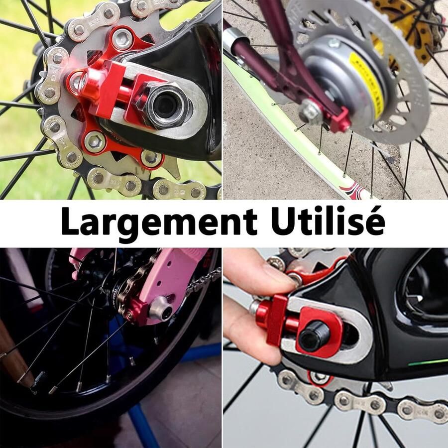 Sichuanzongluonan@outlook.com 2pcs Aluminium Legering Fiets Kettingspanners Enkele Versnelling Fiets Kettingspanner 10mm Ideaal voor BMX Enkele Versnelling Accessoire Rood