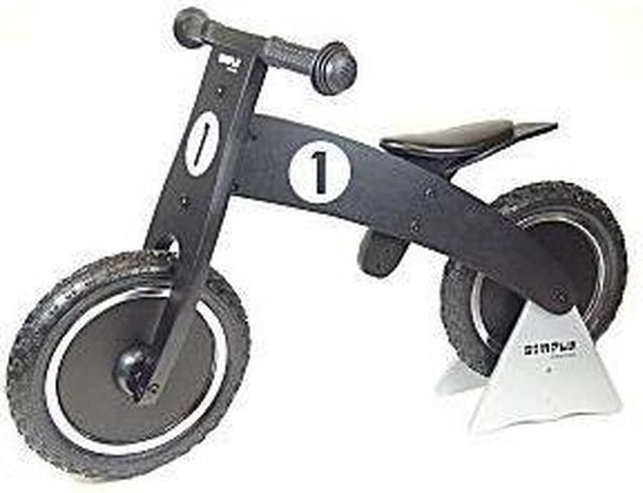 Simply for kids Balance Bike Black Houten Loopfiets Met Anti-Lek Band