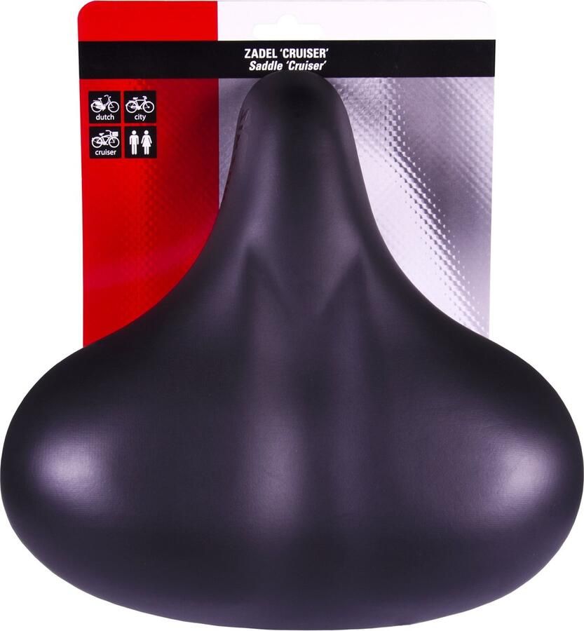 Simson Retro fietszadel extra breed dubbel veersysteem zwart 265 mm