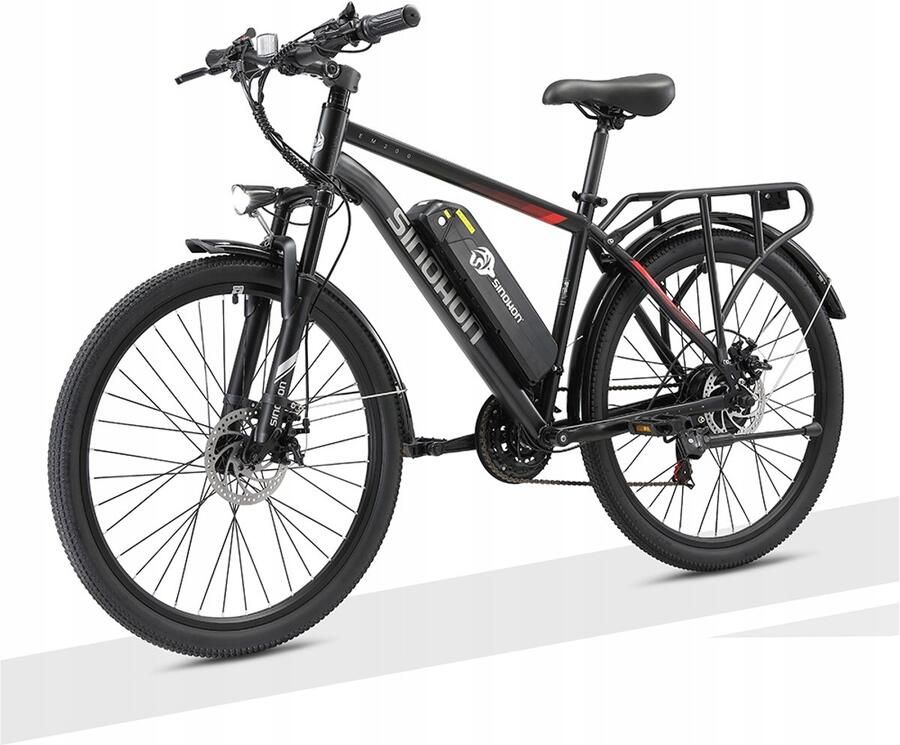 SINOHON EM200 26 Elektrische Fiets – 250W Motor 48V 12 5Ah Accu 21 Versnellingen 25km u – Stadsfiets met LED-Vertichting