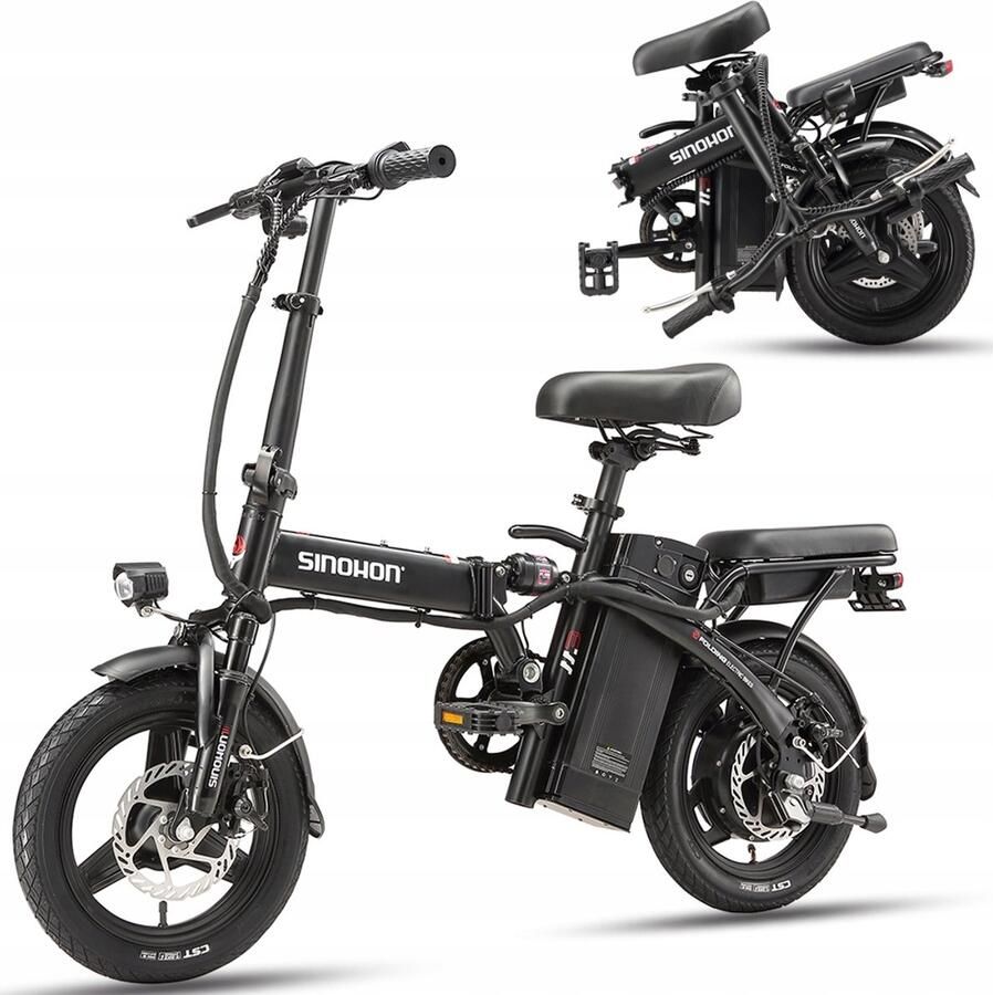SINOHON M3 Opvouwbare Elektrische Fiets – 250W Motor – 48V 10.4Ah Accu – 50km Bereik – 25km h – 14 Inch Banden – Vering – LED - Foto 2