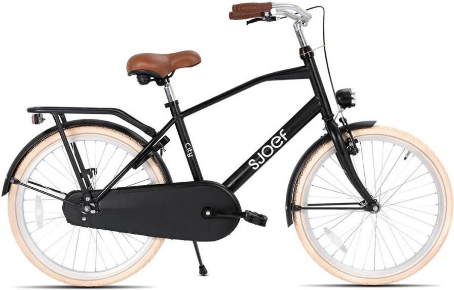 SJOEF City Jongensfiets 24 inch Kinderfiets voor jongens van 8 tot 12 jaar Mat Zwart