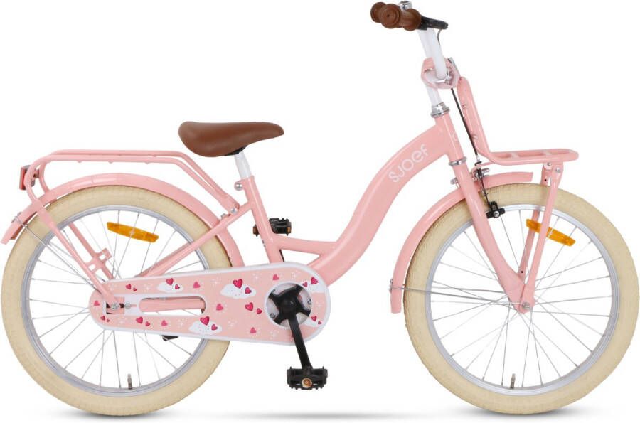 SJOEF Classic Meisjesfiets 20 inch Roze Kinderfiets 6 7 & 8 jaar Kledingmaat 118-128 Fiets 20 inch
