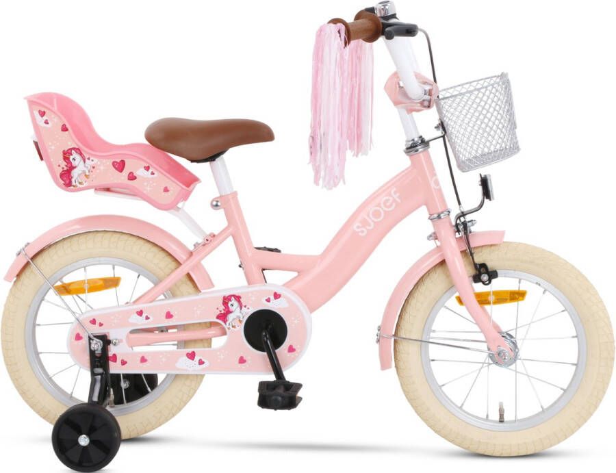 SJOEF Dolly Meisjesfiets 14 inch Kinderfiets 3 4 & 5 jaar roze