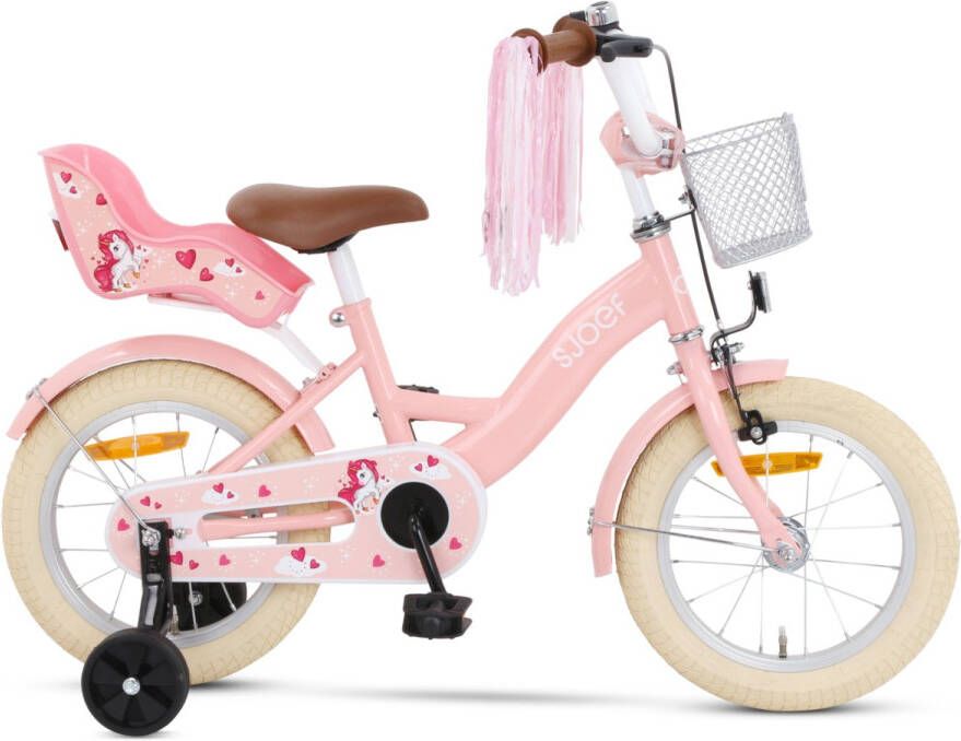 SJOEF Dolly Meisjesfiets 14 inch Kinderfiets 3 4 & 5 jaar roze