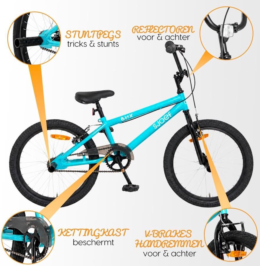 SJOEF BMX Jongensfiets 20 inch Kinderfiets Stuntpegs Blauw
