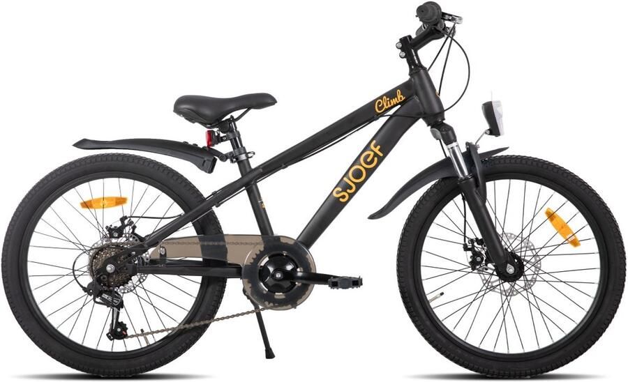 SJOEF Climb Jongensfiets Mountainbike 22 inch 6 Versnellingen Schrijfremmen Zwart