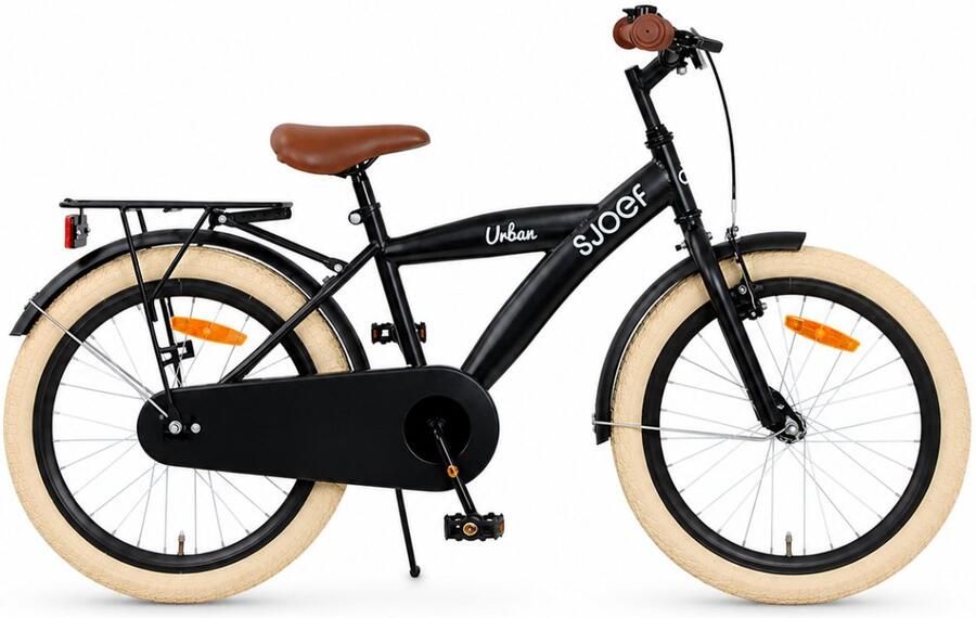 SJOEF Urban Jongensfiets 20 inch Kinderfiets 6 7 & 8 jaar Fiets 20 inch Jongen Mat Zwart