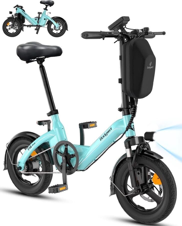 SmartAI 14 Inch Elektrische Vouwfiets- 2.5 Brede Banden -250W Motor -36V 10Ah- Slechts 21 kg- Slim LCD display-Drie snelheidsinstellingen-13 18 25 km u- 45 km Actieradius-Elektrische fiets Elektrische stadsfietsen Opvouwbaar E-Bike voor Woon-Blauw