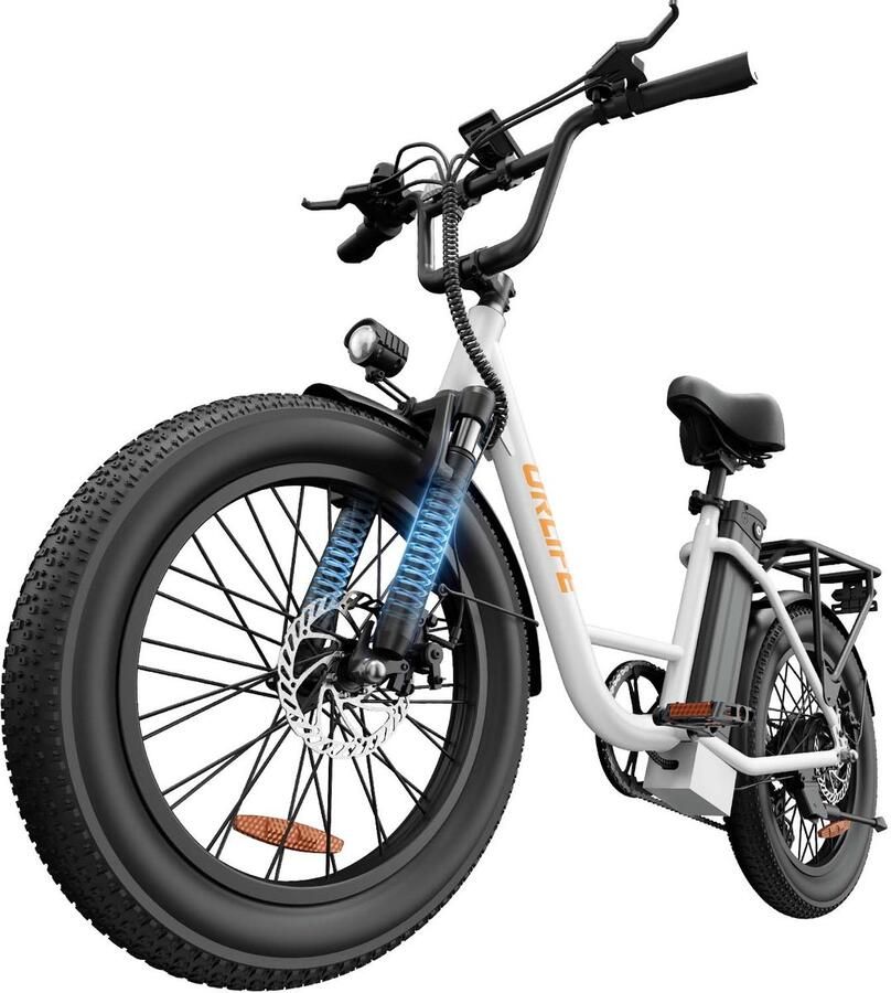 SmartAI 20 inch Elektrische fiets(155-195 cm) 48V 13Ah Verwisselbare Accu tot 100KM -250 W motor 20inch LCD Scherm 25 km u 7 Versnellingen Elektrische Fietsen voor en Wit