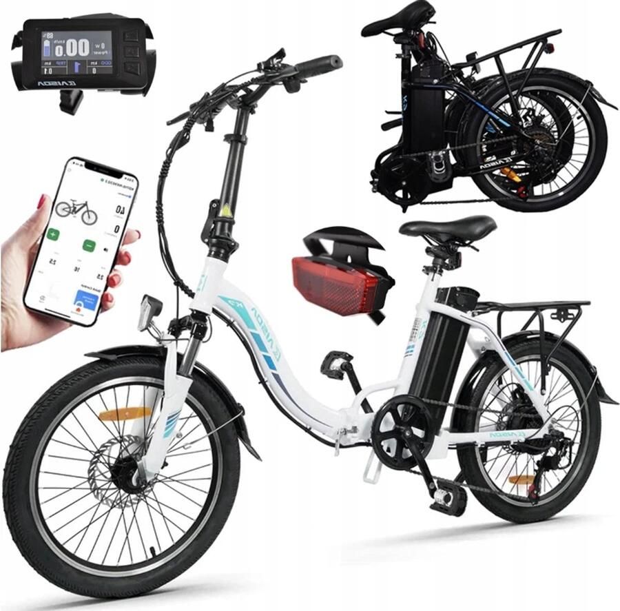 SmartAI 20-inch waterdichte aluminium Elektrische vouwfietsen Elektrische fiets Actieradius 100km Verwijderbare batterij 36V13Ah Motor 250W Shi o 7 versnellingen 20 Inch opvouwbare City Commuter E-Bike Wit
