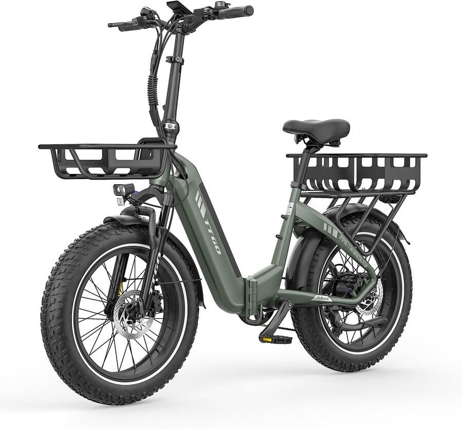 SmartAI 20*4.0 Elektrische vouwfietsen- 48V18Ah Lithium Accu – 70Nm Elektrische Fiets –met voorkorf en achterkorf –Actieradius tot 140 km – Shi o 7 Versnellingen – Hydraulische Schijfrem –Aluminium –250W Motor –Krachtsensor–Elektrische Stadsfiets–Groen