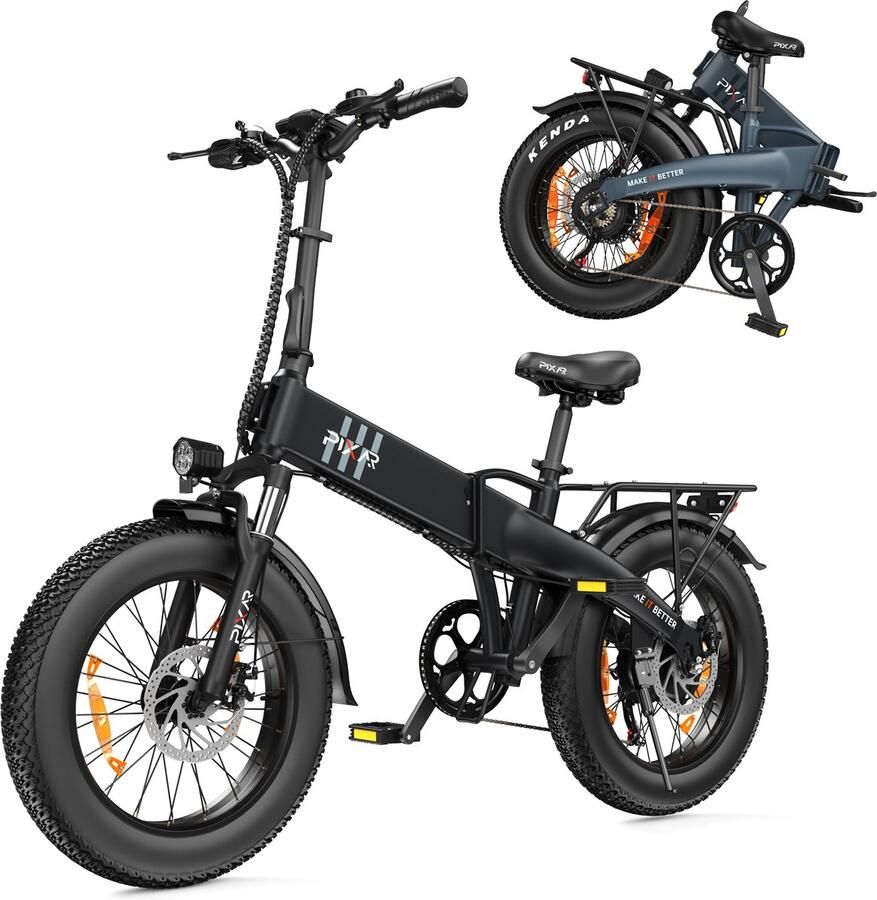 SmartAI 20x4.0 Elektrische Fiets- Verwijderbare batterij 48V 15Ah -Actieradius 100km Motor 250W Shi o 7 versnellingen 20 Inch opvouwbare City Commuter E-Bike Elektrische vouwfietsen Zwart