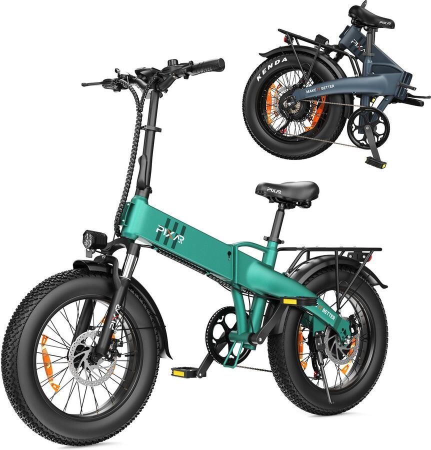SmartAI 20x4.0 Elektrische Fiets- Verwijderbare batterij 48V 15Ah -Actieradius 100km Motor 250W Shi o 7 versnellingen 20 Inch opvouwbare City Commuter E-Bike Elektrische vouwfietsen Groente