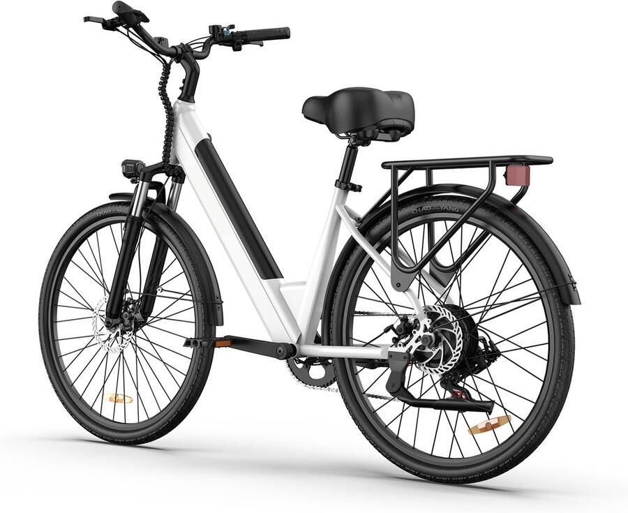 SmartAI 26-inch Elektrische Fiets Aluminium frame 250W Motor 36V18Ah Accu 26x1.95 Banden Instap Frame LCD Display Max Snelheid 25km u 120 km Bereik Shi o 7 Versnellingen Stadsfiets voor en Wit - Foto 2